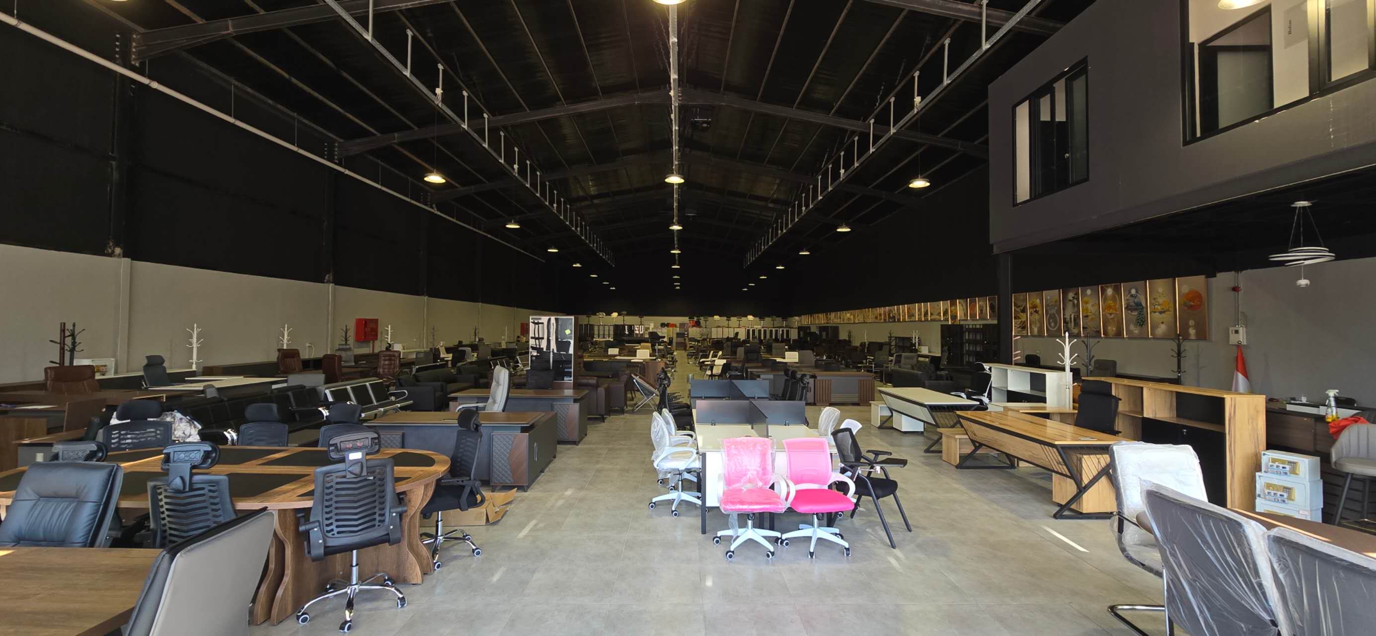 Egypt buyer showroom-floor reference with office desks, storage and display mix