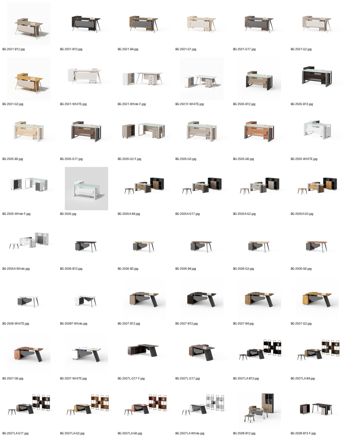 BG office furniture catalogue and model-list quotation route